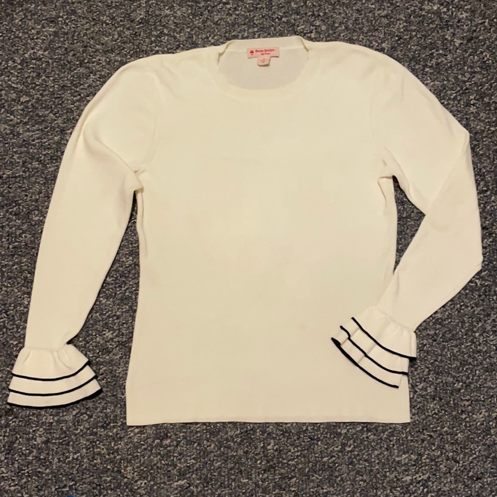 Brooks Brothers Red Fleece Ruffle Sleeve Sweater